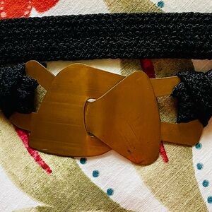 Brass Buckle and Black Banded Medium Size Belt